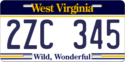 WV license plate 2ZC345