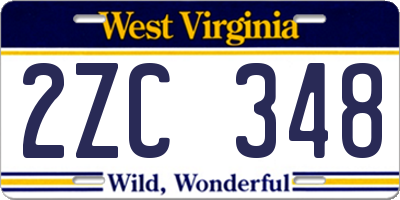 WV license plate 2ZC348
