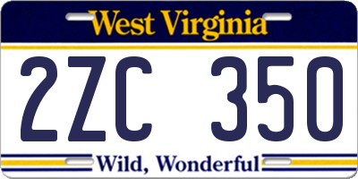 WV license plate 2ZC350