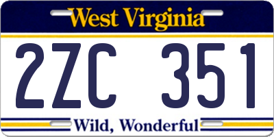 WV license plate 2ZC351