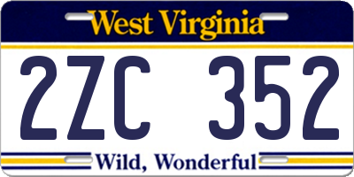 WV license plate 2ZC352
