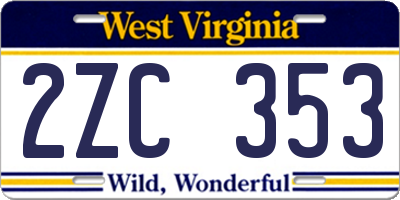 WV license plate 2ZC353