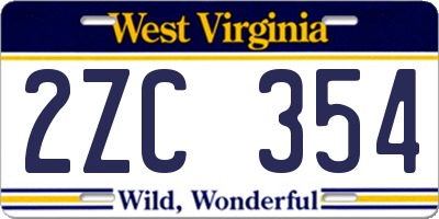 WV license plate 2ZC354