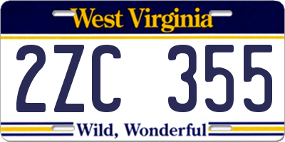 WV license plate 2ZC355