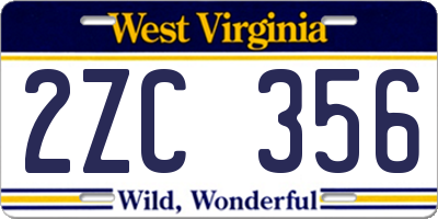 WV license plate 2ZC356