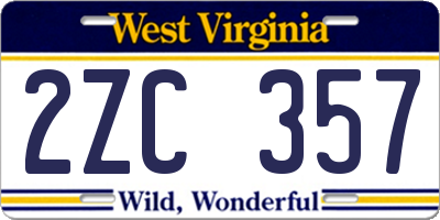 WV license plate 2ZC357
