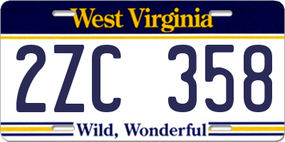 WV license plate 2ZC358