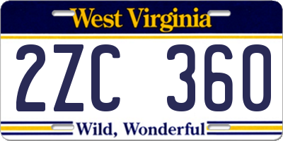 WV license plate 2ZC360