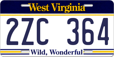 WV license plate 2ZC364