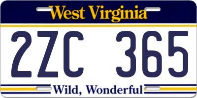 WV license plate 2ZC365