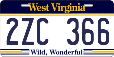 WV license plate 2ZC366