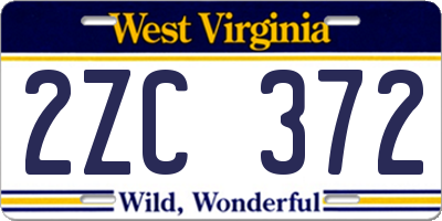 WV license plate 2ZC372