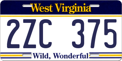WV license plate 2ZC375