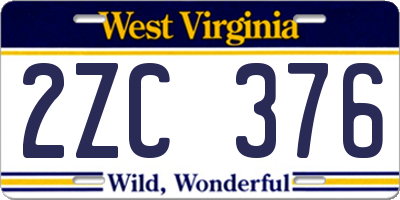 WV license plate 2ZC376