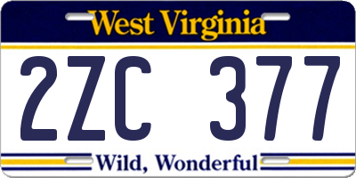 WV license plate 2ZC377