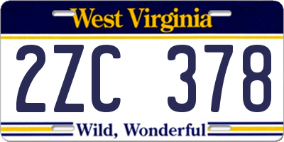 WV license plate 2ZC378