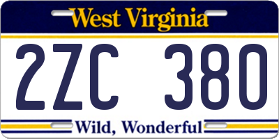 WV license plate 2ZC380