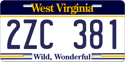 WV license plate 2ZC381