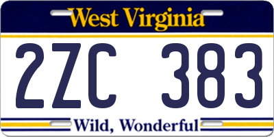 WV license plate 2ZC383