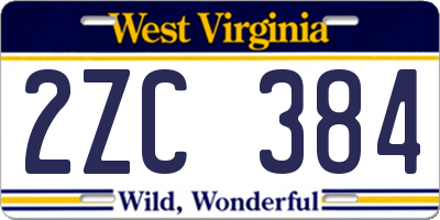 WV license plate 2ZC384