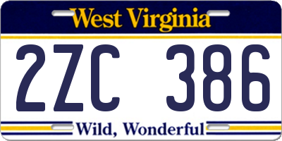 WV license plate 2ZC386