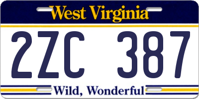 WV license plate 2ZC387