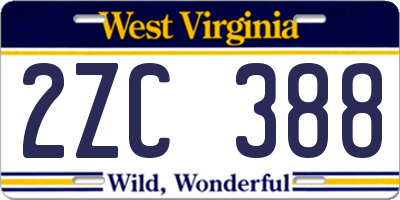 WV license plate 2ZC388