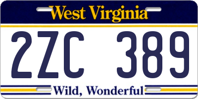 WV license plate 2ZC389