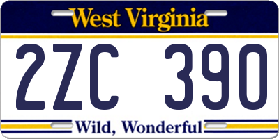 WV license plate 2ZC390