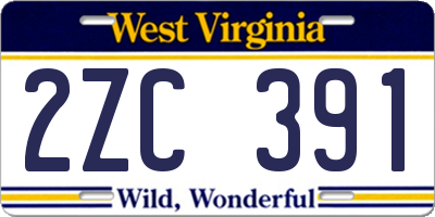 WV license plate 2ZC391