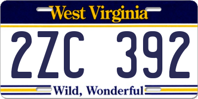WV license plate 2ZC392