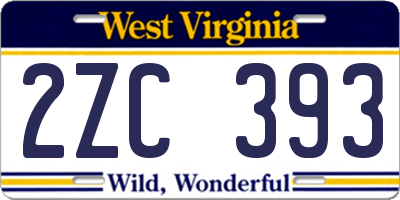 WV license plate 2ZC393