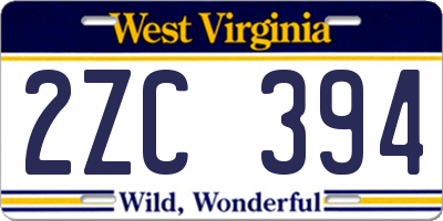 WV license plate 2ZC394