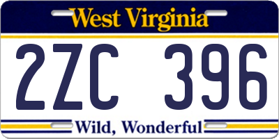 WV license plate 2ZC396