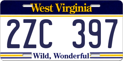 WV license plate 2ZC397