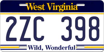 WV license plate 2ZC398