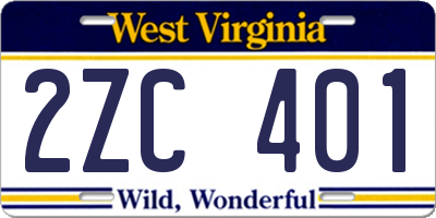 WV license plate 2ZC401