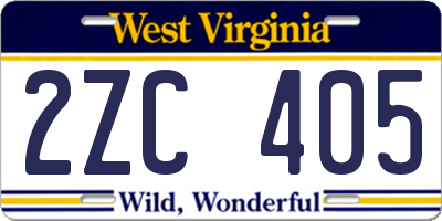 WV license plate 2ZC405