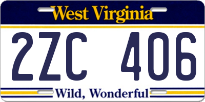 WV license plate 2ZC406