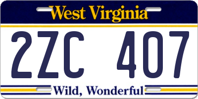 WV license plate 2ZC407
