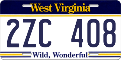 WV license plate 2ZC408