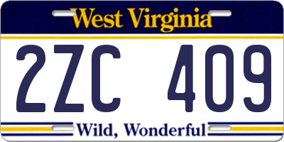 WV license plate 2ZC409