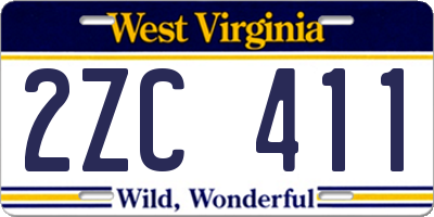 WV license plate 2ZC411