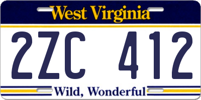 WV license plate 2ZC412