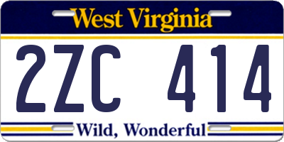 WV license plate 2ZC414