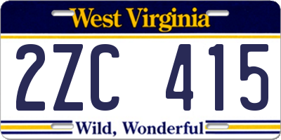 WV license plate 2ZC415