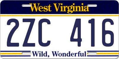WV license plate 2ZC416