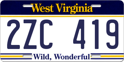 WV license plate 2ZC419