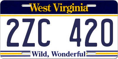 WV license plate 2ZC420