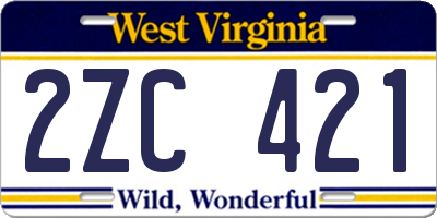 WV license plate 2ZC421